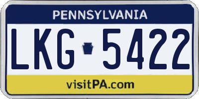PA license plate LKG5422