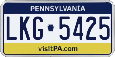 PA license plate LKG5425