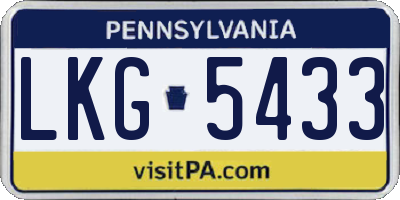 PA license plate LKG5433