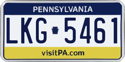 PA license plate LKG5461