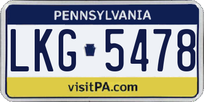 PA license plate LKG5478