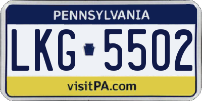 PA license plate LKG5502