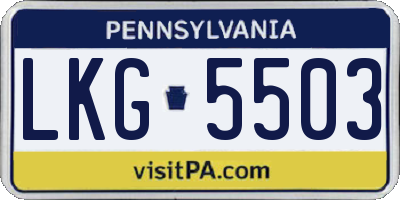 PA license plate LKG5503