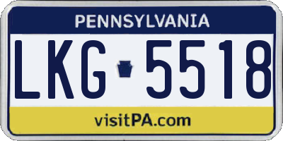 PA license plate LKG5518