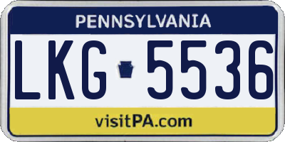 PA license plate LKG5536