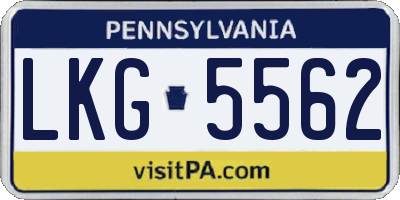 PA license plate LKG5562