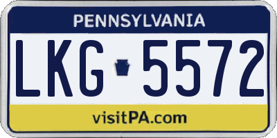 PA license plate LKG5572