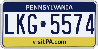 PA license plate LKG5574
