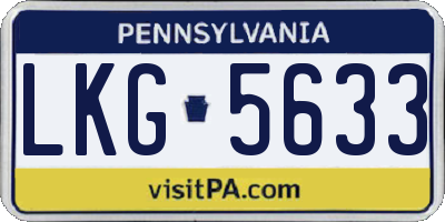 PA license plate LKG5633