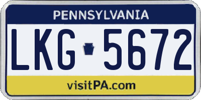 PA license plate LKG5672