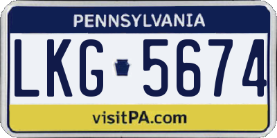 PA license plate LKG5674