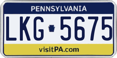 PA license plate LKG5675