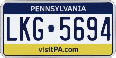 PA license plate LKG5694