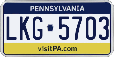 PA license plate LKG5703