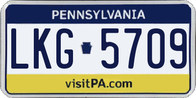 PA license plate LKG5709