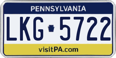 PA license plate LKG5722