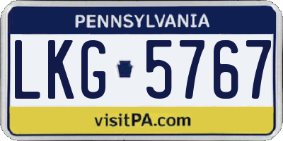 PA license plate LKG5767