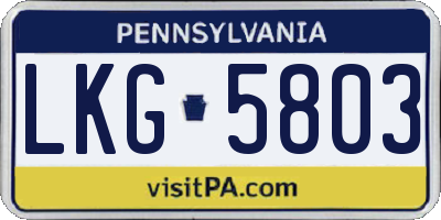 PA license plate LKG5803
