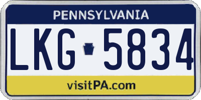 PA license plate LKG5834