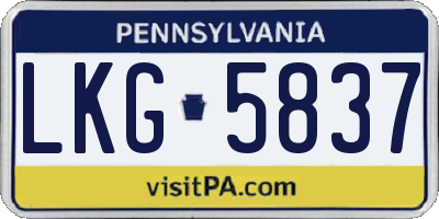 PA license plate LKG5837