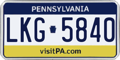 PA license plate LKG5840