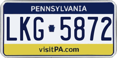 PA license plate LKG5872