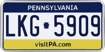 PA license plate LKG5909