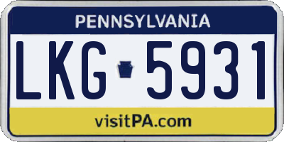 PA license plate LKG5931