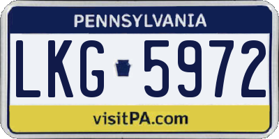 PA license plate LKG5972