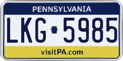 PA license plate LKG5985