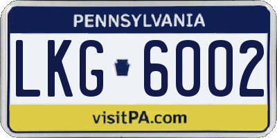 PA license plate LKG6002