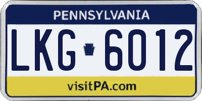 PA license plate LKG6012
