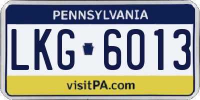 PA license plate LKG6013