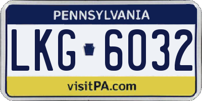PA license plate LKG6032