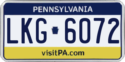 PA license plate LKG6072