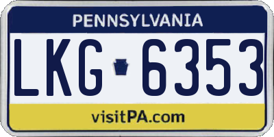 PA license plate LKG6353