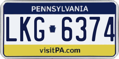 PA license plate LKG6374