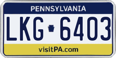PA license plate LKG6403