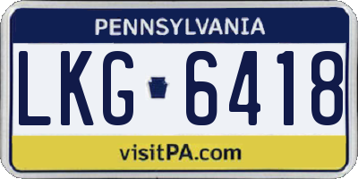PA license plate LKG6418
