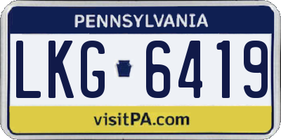 PA license plate LKG6419