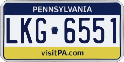 PA license plate LKG6551