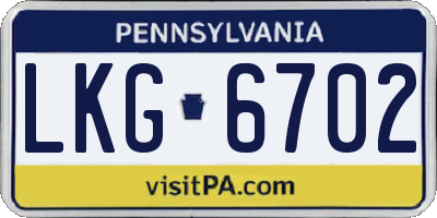 PA license plate LKG6702