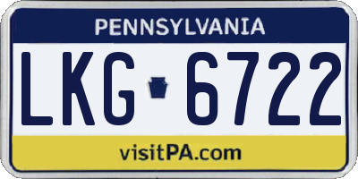 PA license plate LKG6722
