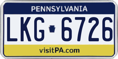 PA license plate LKG6726