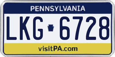 PA license plate LKG6728
