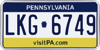 PA license plate LKG6749