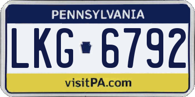 PA license plate LKG6792