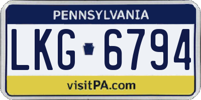 PA license plate LKG6794
