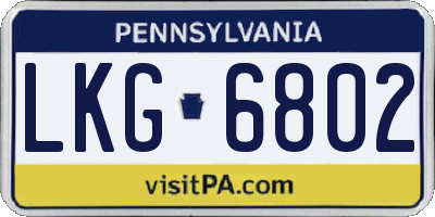 PA license plate LKG6802
