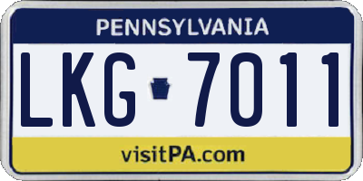 PA license plate LKG7011